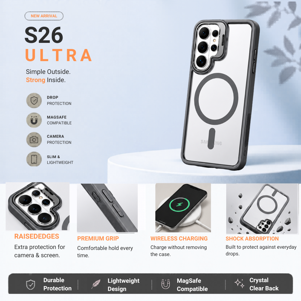 Samsung S26 Ultra Clear MagSafe Case – Grey