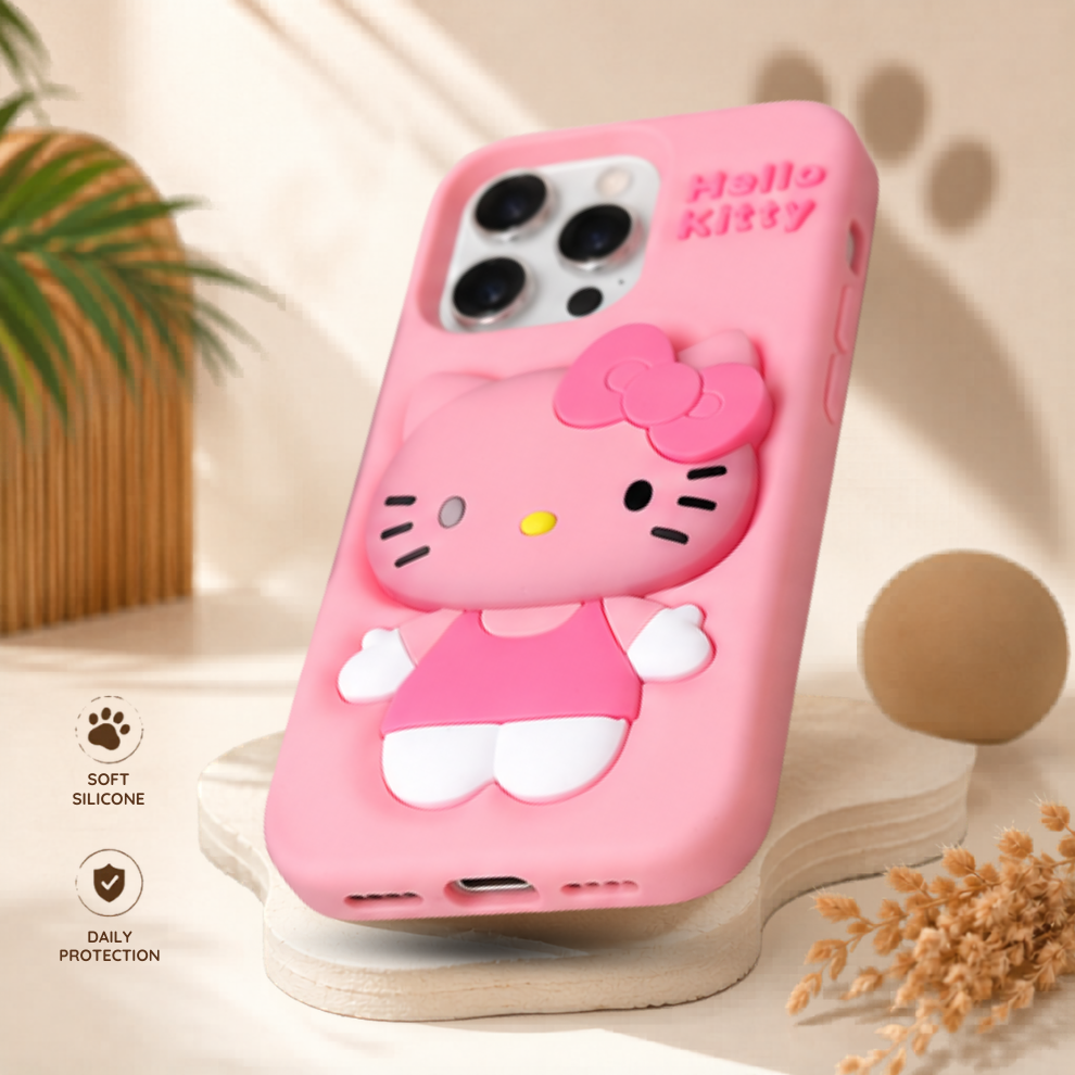 iPhone 15 Pro Kitty Cat Soft Silicone Case – Pink