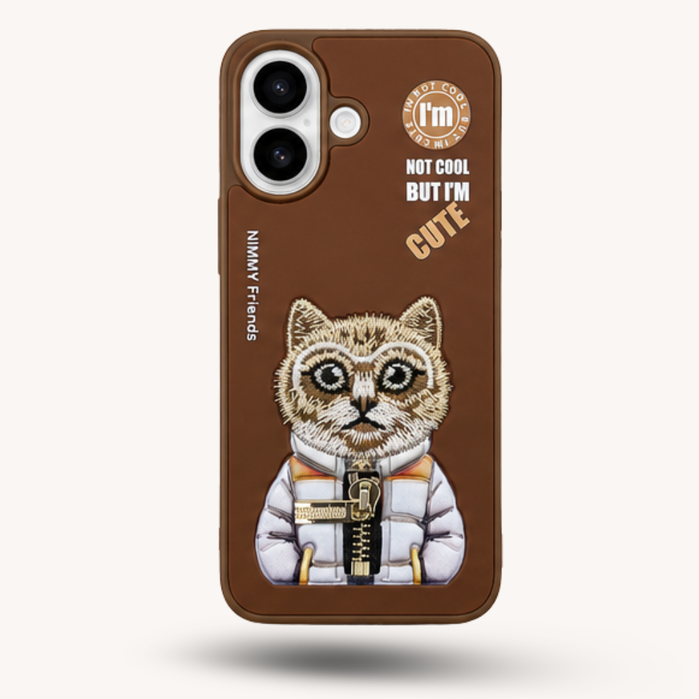 iPhone 17 3D Cat Case – Brown