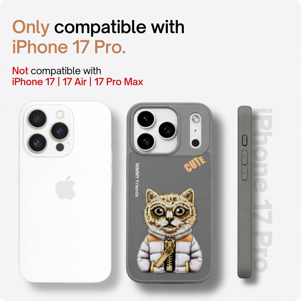 iPhone 17 Pro 3D Cat Case – Grey