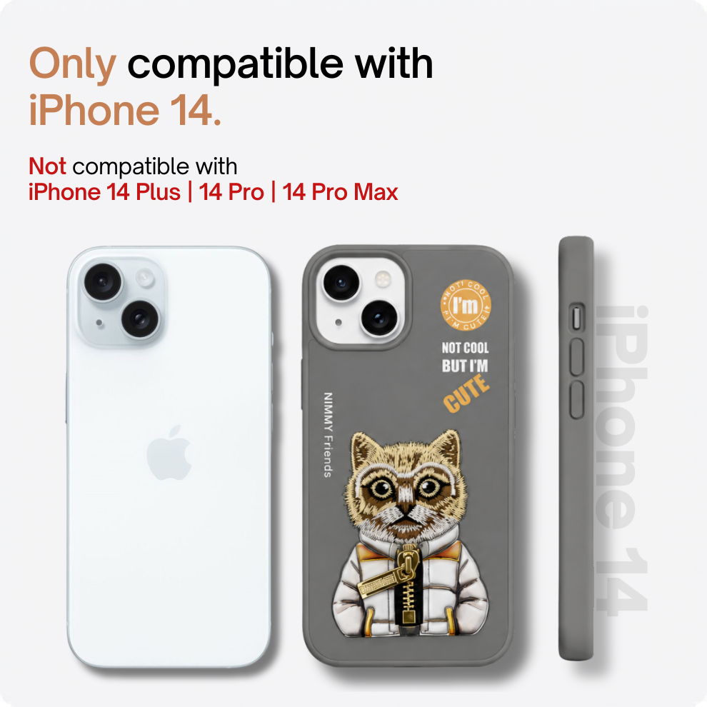 iPhone 14 3D Cat Case – Grey