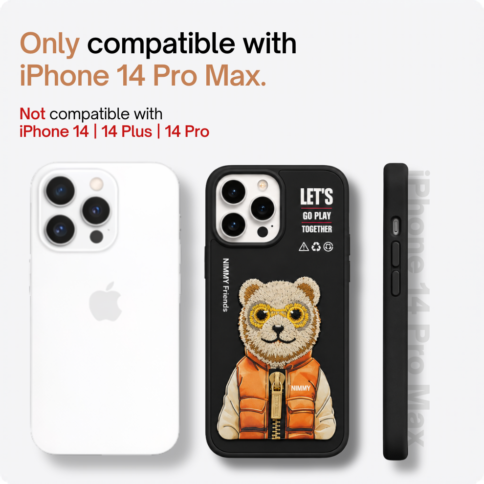 iPhone 14 Pro Max 3D Bear Case – Black