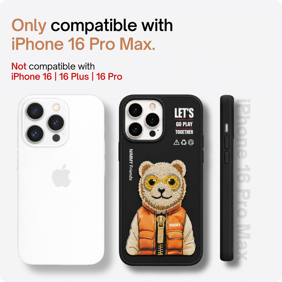 iPhone 16 Pro Max 3D Bear Case – Black
