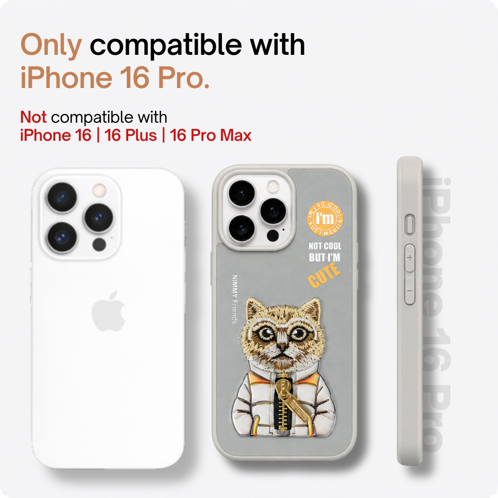 iPhone 16 Pro 3D Cat Case – Grey