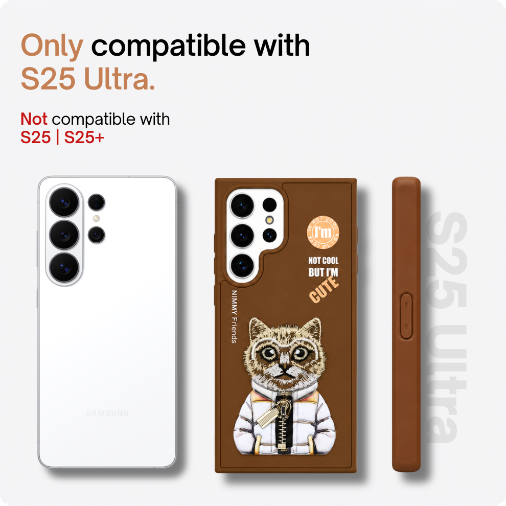 Samsung S25 Ultra 3D Cat Case – Brown