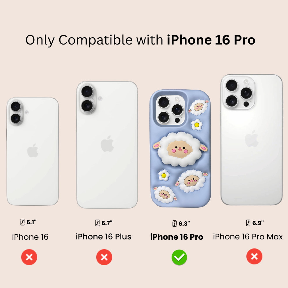 iPhone 16 Pro Sheep Soft Silicone Case – Blue