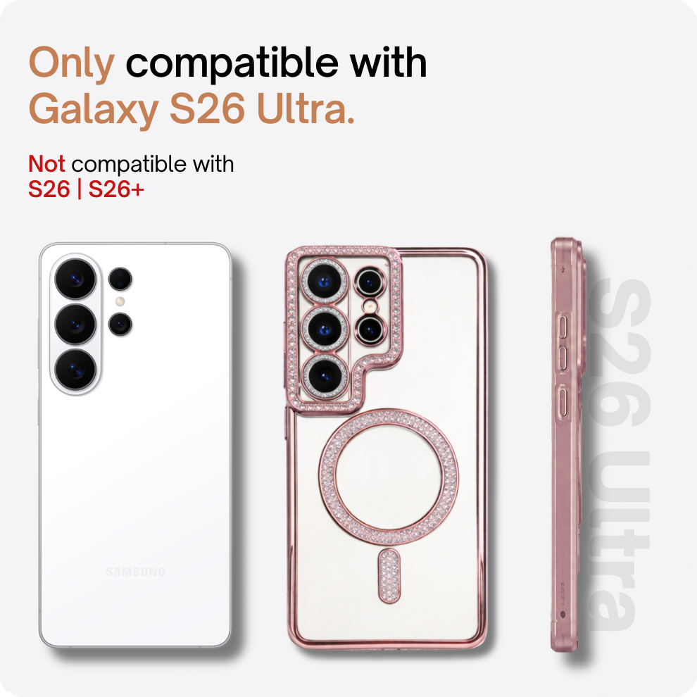 Samsung S26 Ultra Luxury Crystal MagSafe Case – Pink