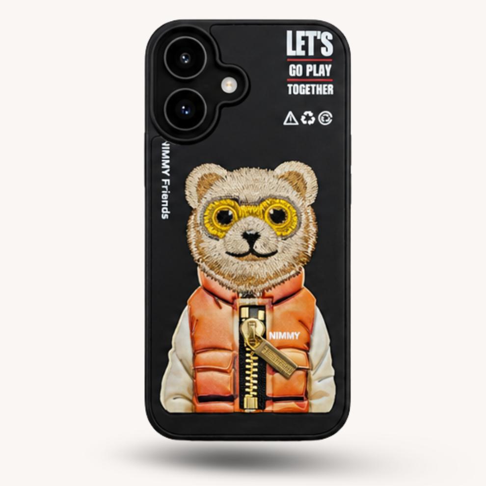 iPhone 16 3D Bear Case – Black