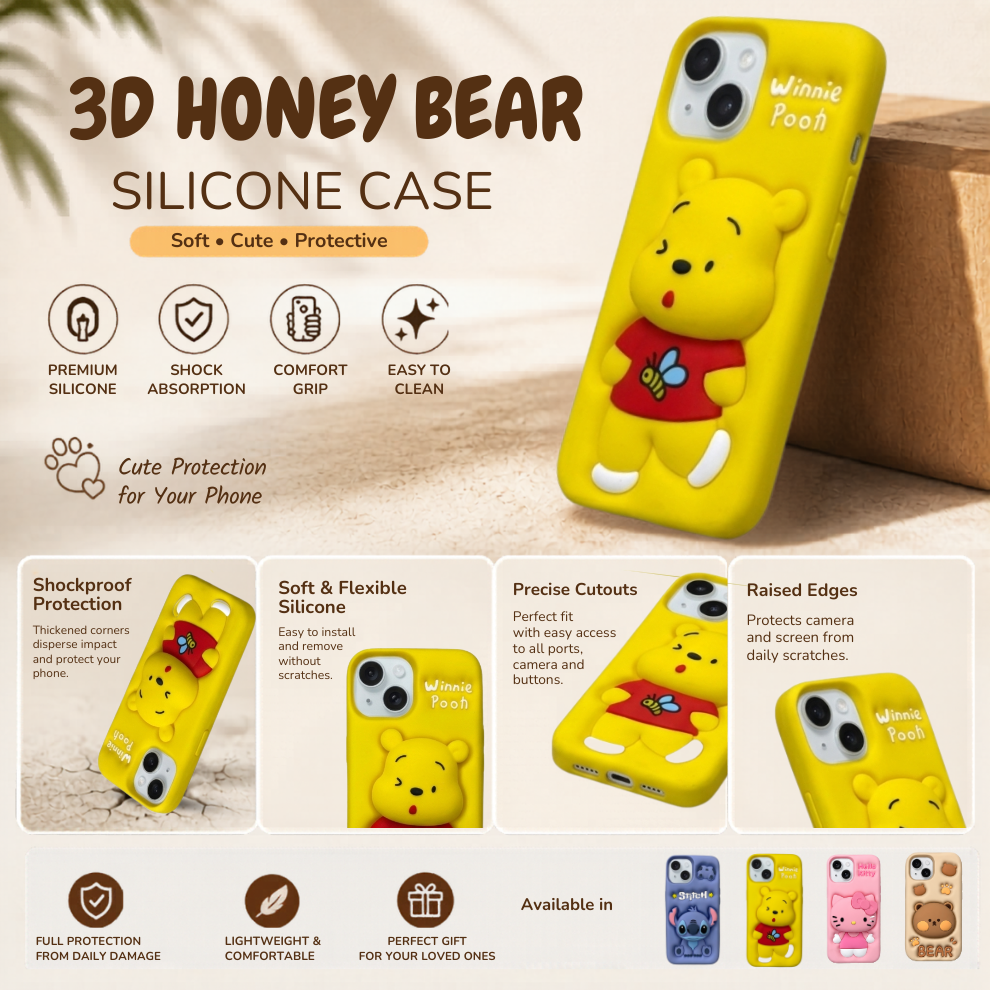 iPhone 14 Honey Bear Soft Silicone Case – Yellow