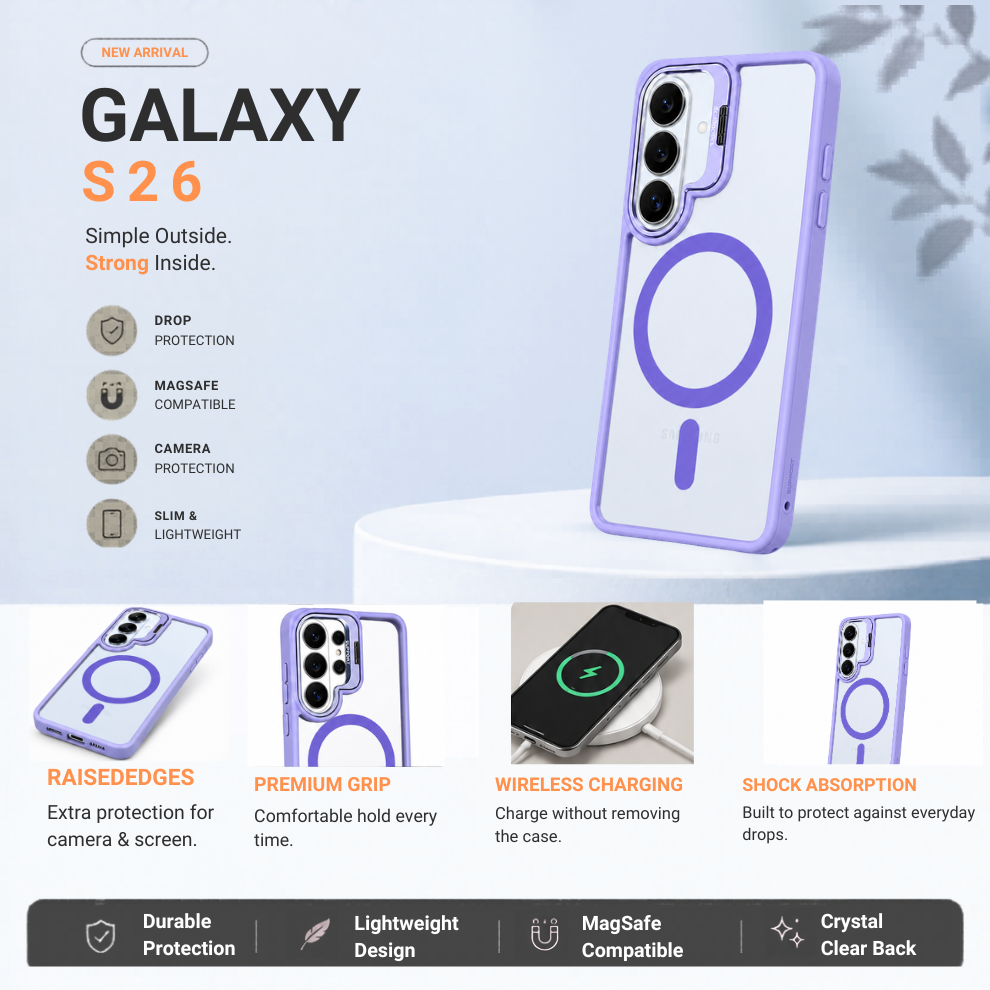 Samsung S26 Clear MagSafe Case – Purple