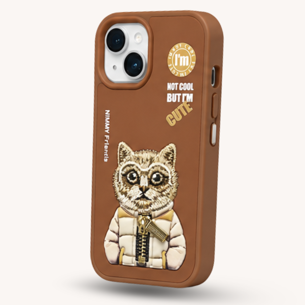 iPhone 15 3D Cat Case – Brown