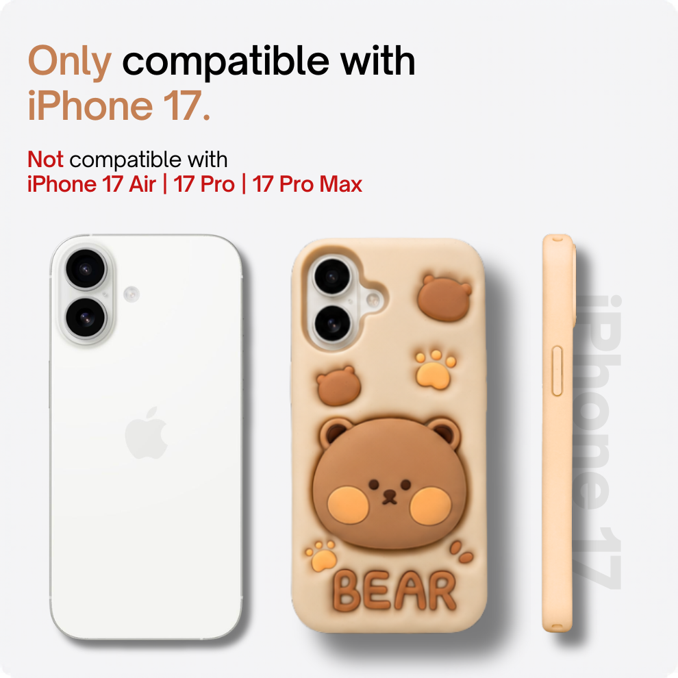 iPhone 17 Bear Soft Silicone Case – Brown