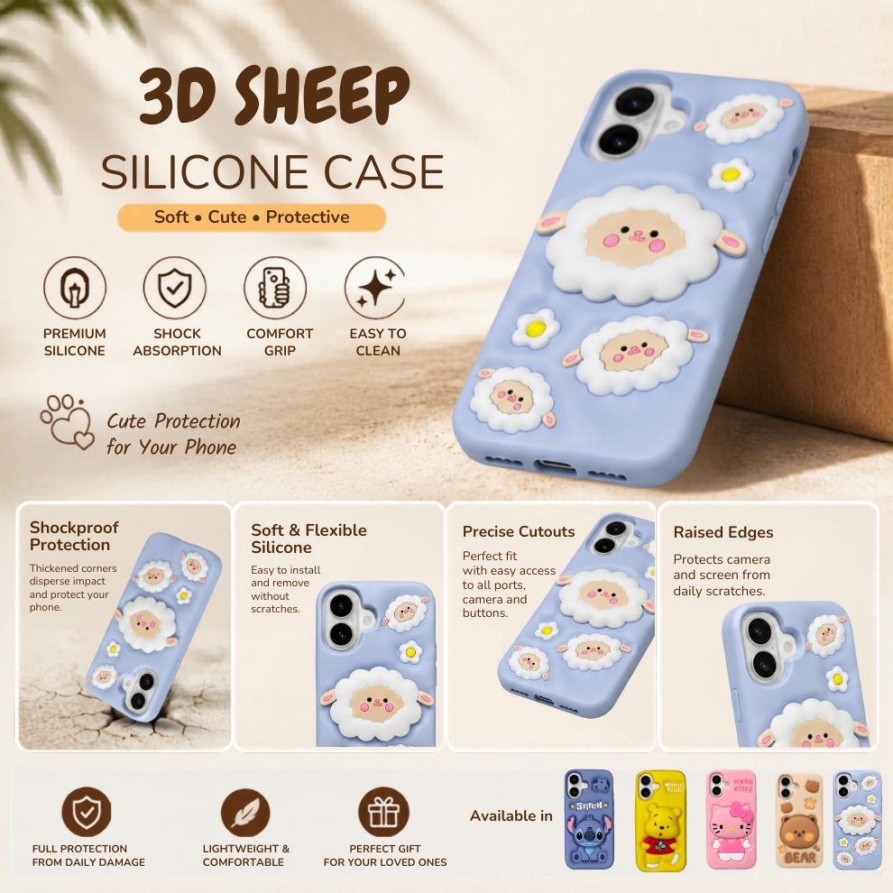 iPhone 17 Sheep Soft Silicone Case – Blue