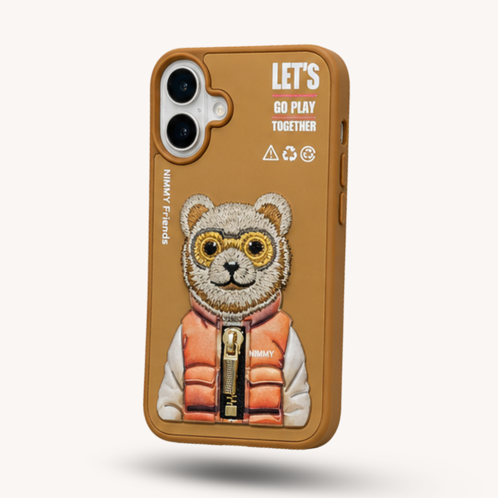 iPhone 16 3D Bear Case – Light Brown
