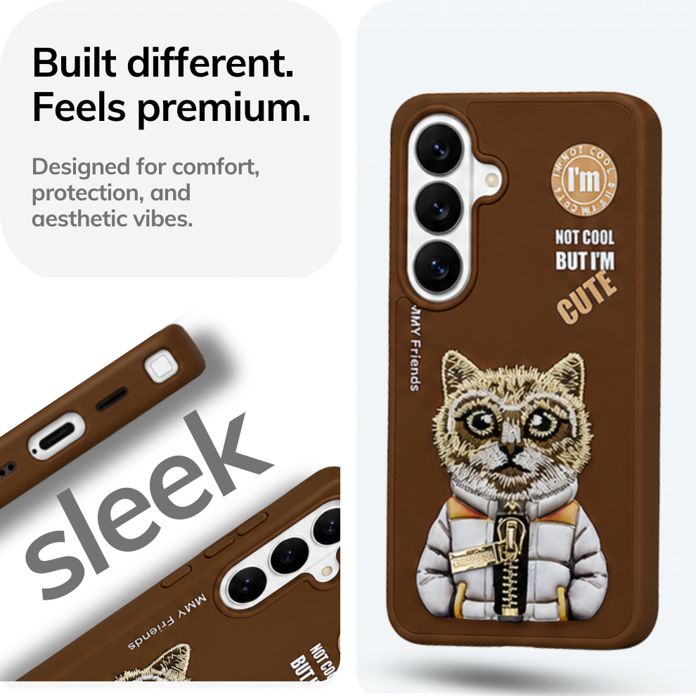 Samsung S26 3D Cat Case – Brown