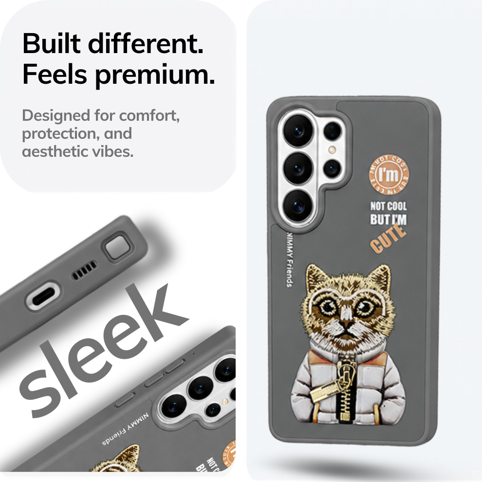 Samsung S24 Ultra 3D Cat Case – Grey