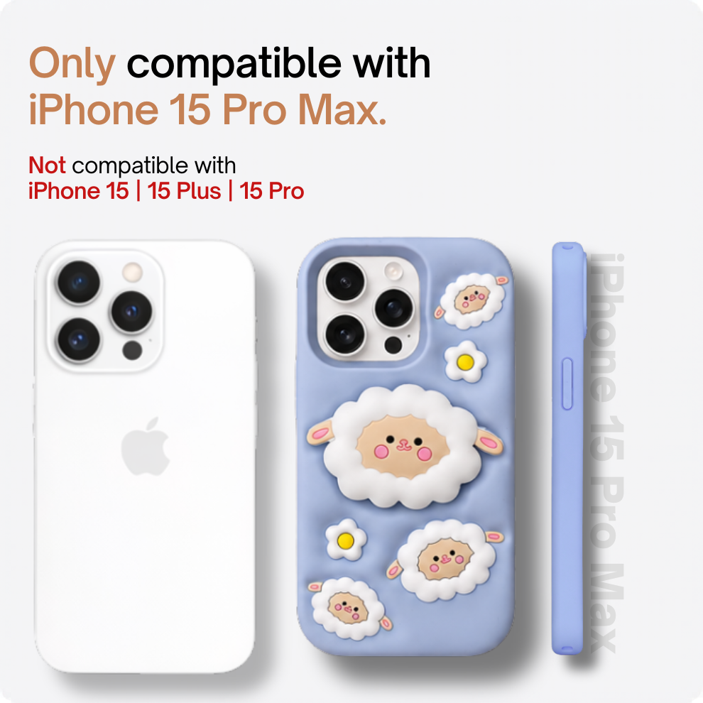 iPhone 15 Pro Max Sheep Soft Silicone Case – Blue