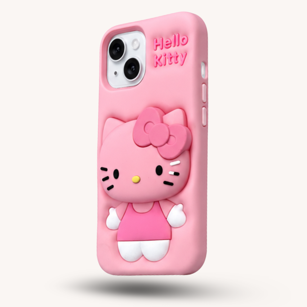 iPhone 15 Kitty Cat Soft Silicone Case – Pink