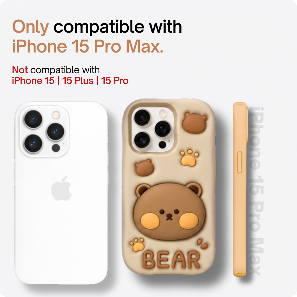 iPhone 15 Pro Max Bear Soft Silicone Case – Brown