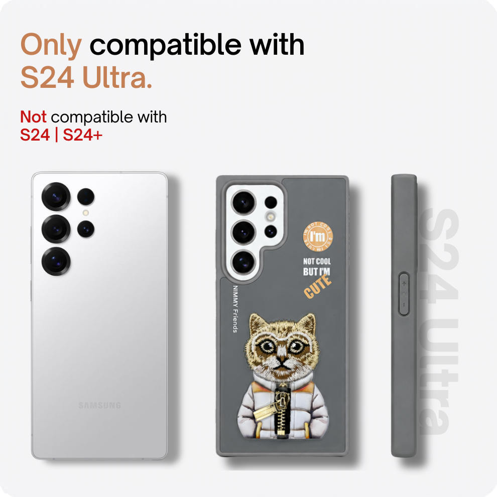 Samsung S24 Ultra 3D Cat Case – Grey