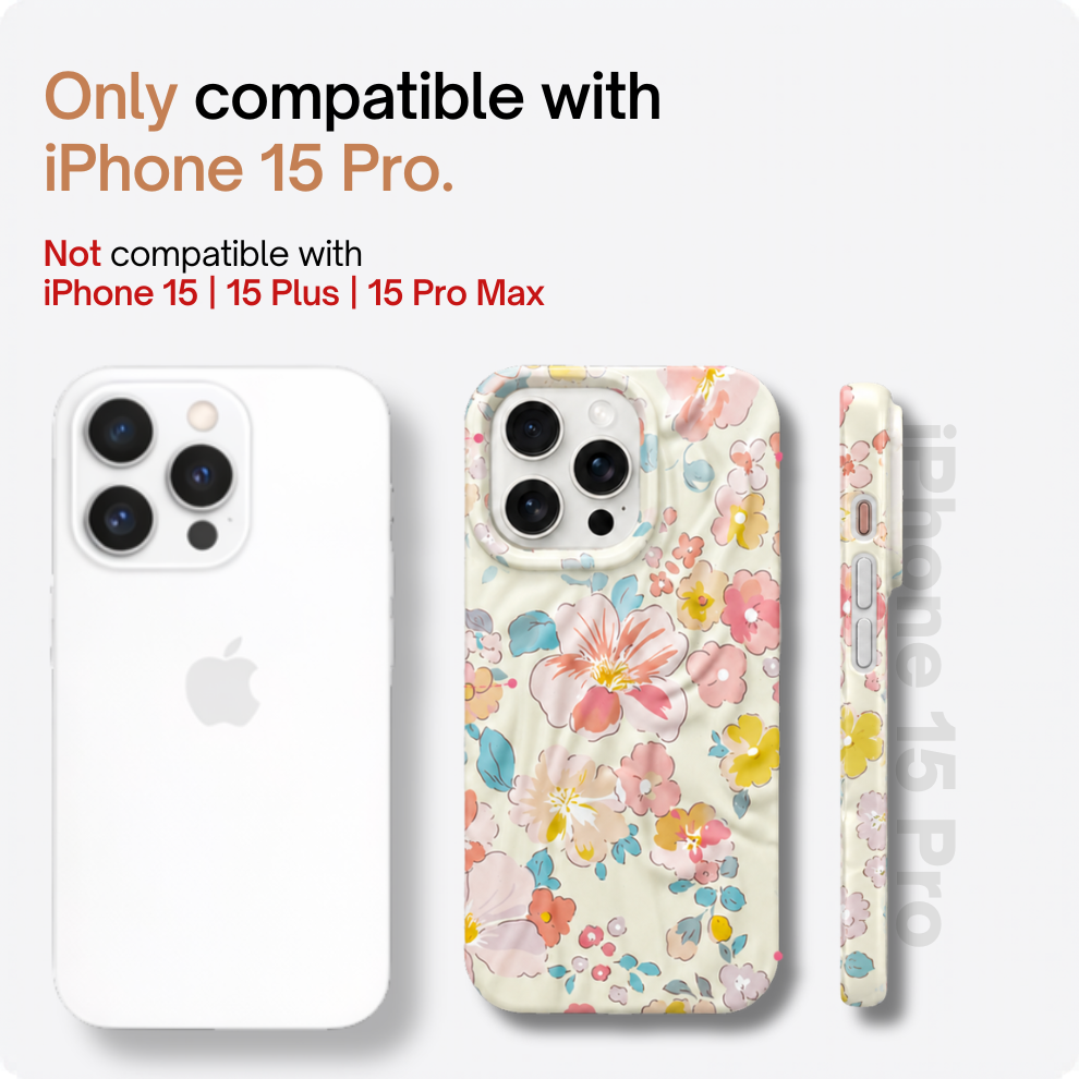 iPhone 15 Pro Pastel Pattern Protective Case – Floral
