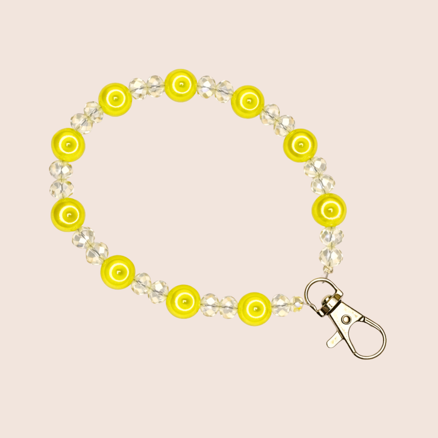 🌈 Iridescent Pearl Phone Charm – Fairy Glam Crystal Wrist Strap ✨