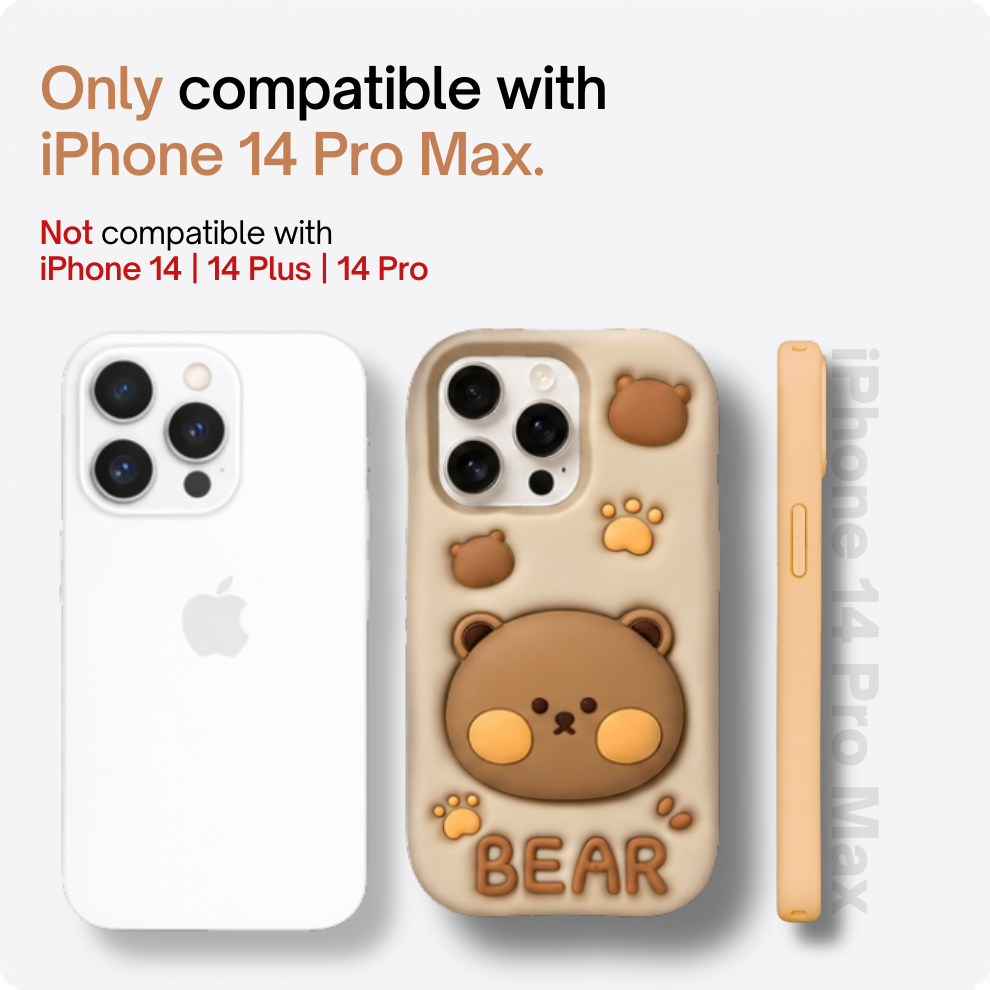 iPhone 14 Pro Max Bear Soft Silicone Case – Brown