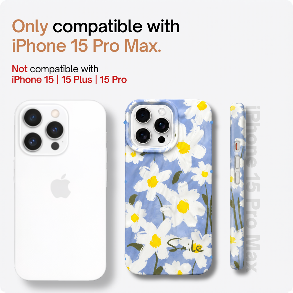 iPhone 15 Pro Max Daisy Pattern Protective Case – Floral