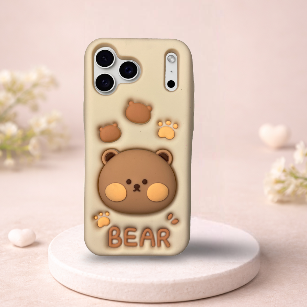 iPhone 17 Pro Max Bear Soft Silicone Case – Brown