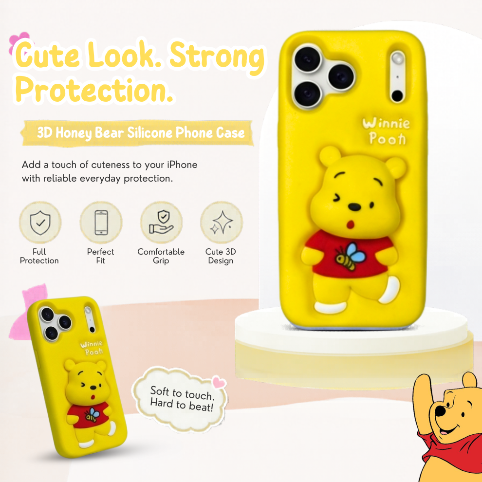 iPhone 17 Pro Honey Bear Soft Silicone Case – Yellow