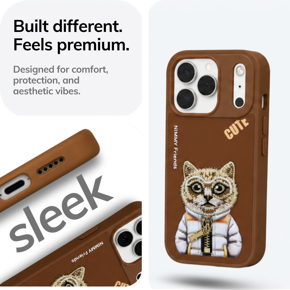 iPhone 17 Pro 3D Cat Case – Brown