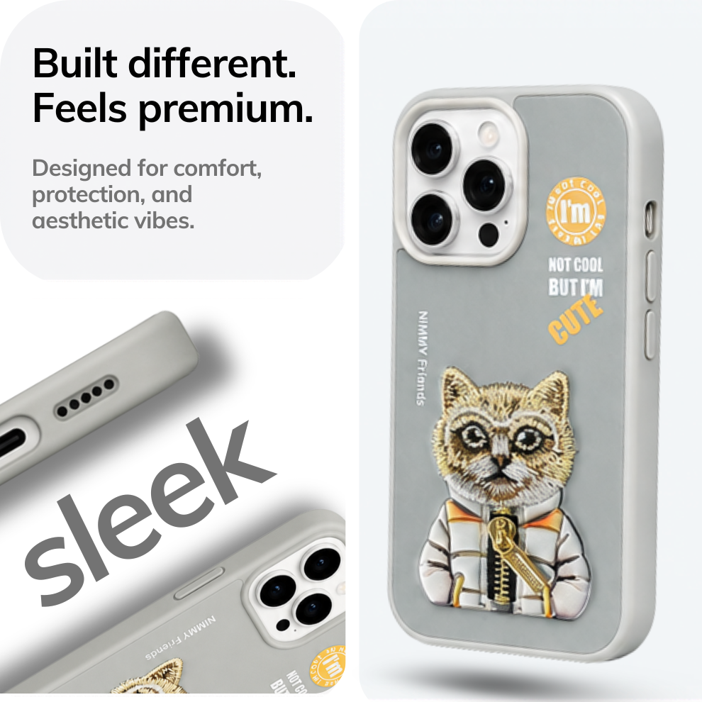 iPhone 14 Pro 3D Cat Case – Grey
