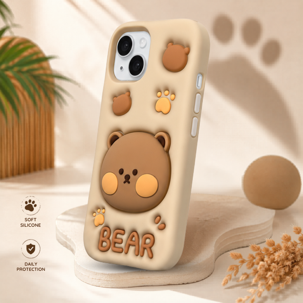 iPhone 15 Bear Soft Silicone Case – Brown