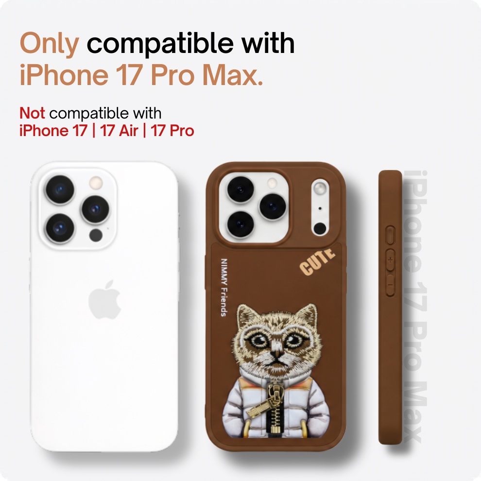 iPhone 17 Pro Max 3D Cat Case – Brown