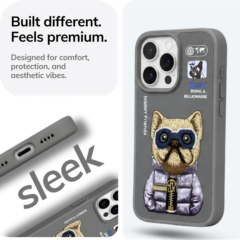 iPhone 14 Pro 3D Dog Case – Grey