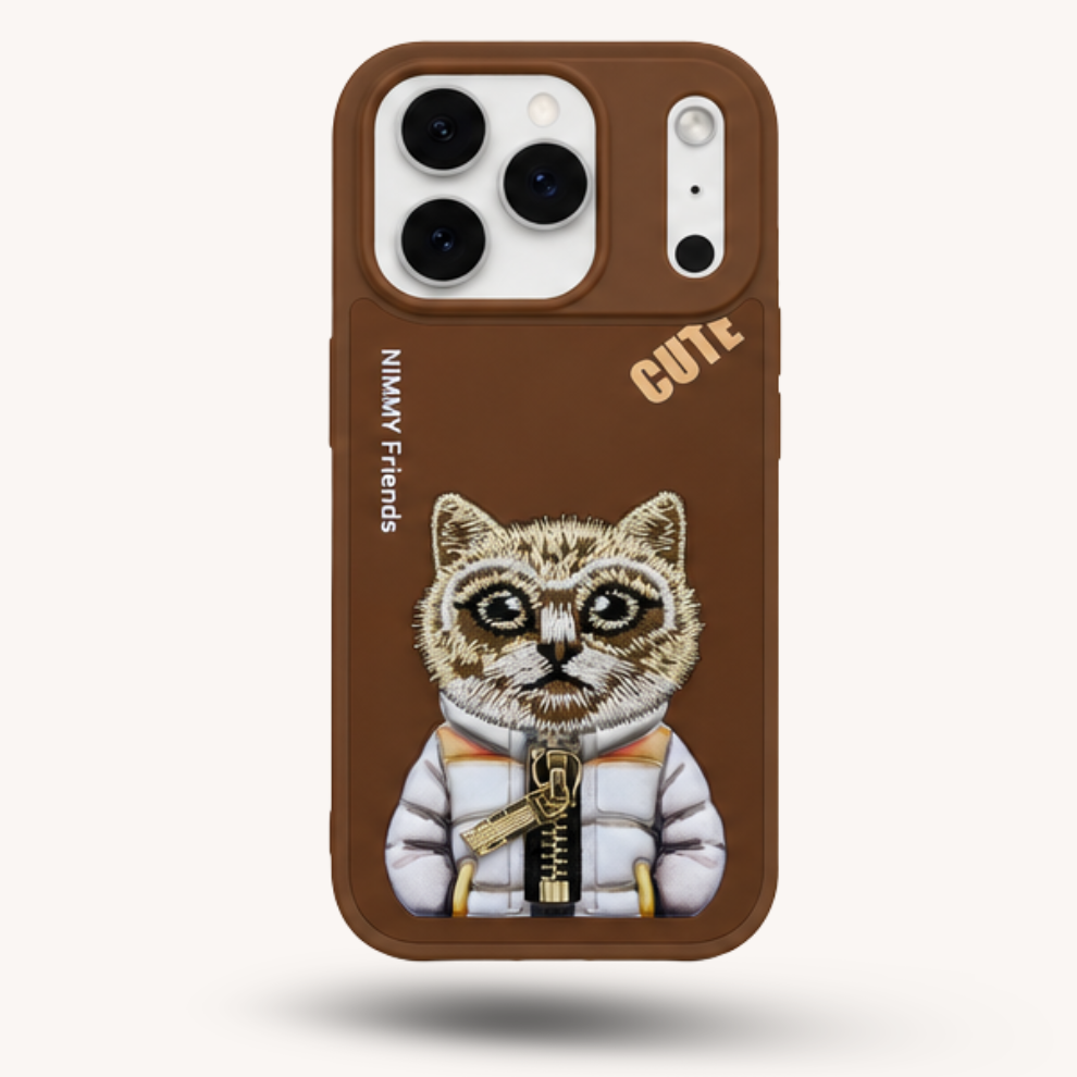 iPhone 17 Pro 3D Cat Case – Brown