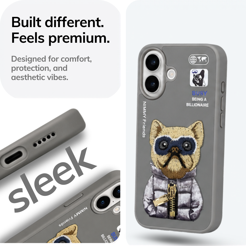 iPhone 17 3D Dog Case – Grey