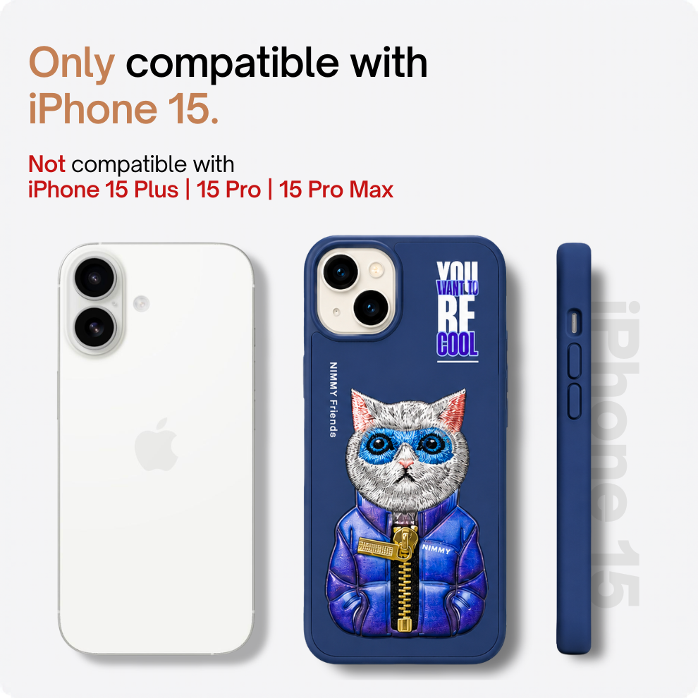 iPhone 15 3D Cat Case – Blue