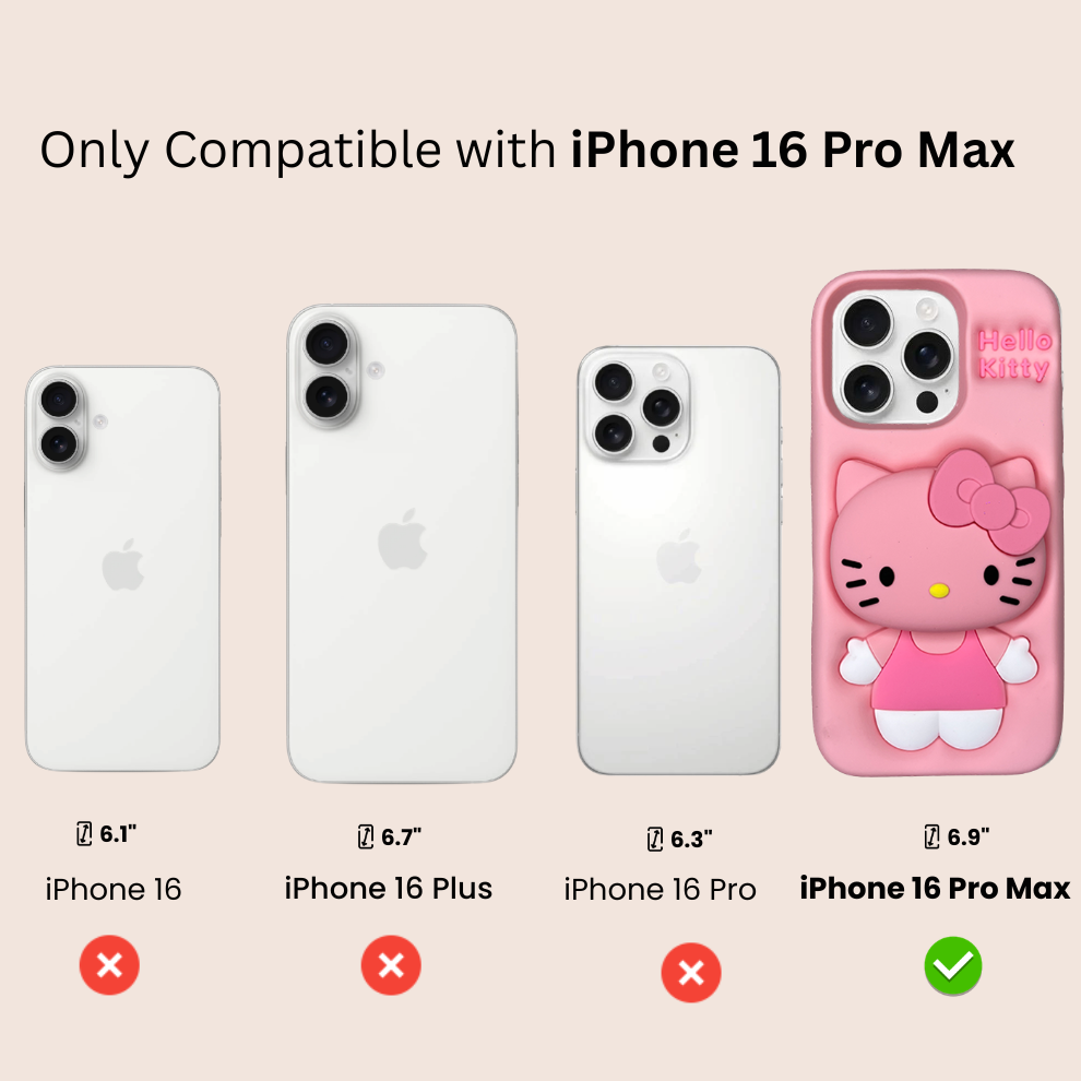 iPhone 16 Pro Max Kitty Cat Soft Silicone Case – Pink
