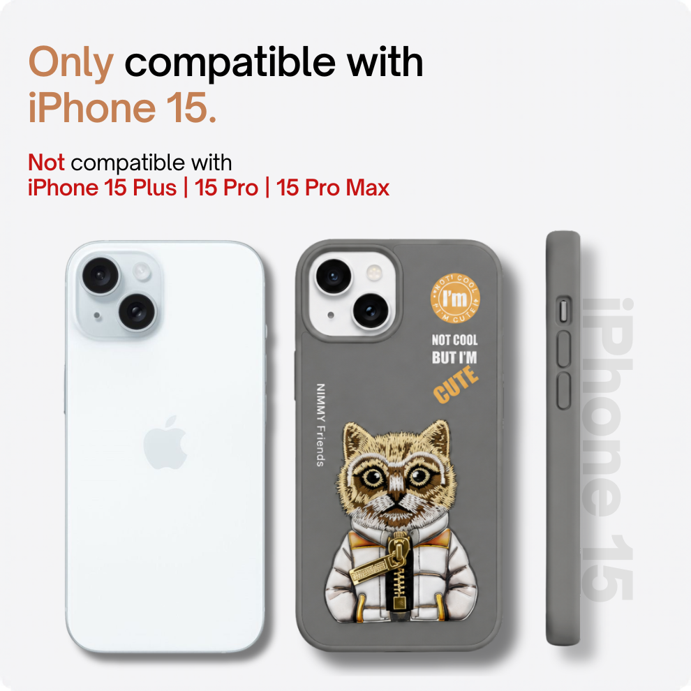 iPhone 15 3D Cat Case – Grey