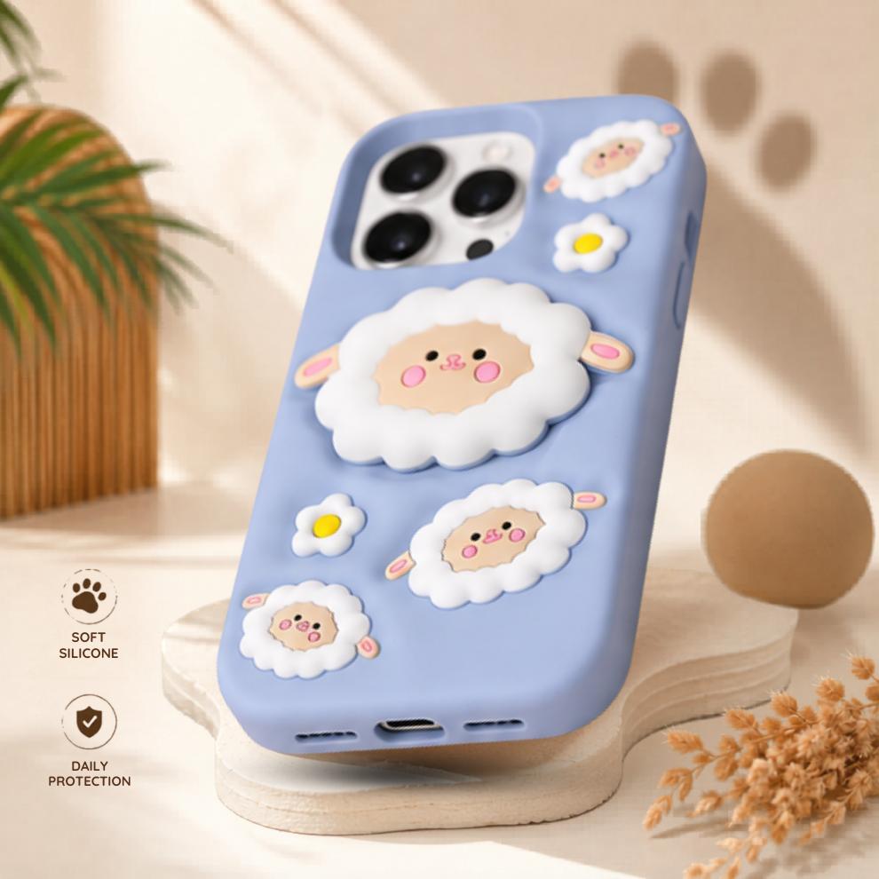 iPhone 14 Pro Max Sheep Soft Silicone Case – Blue