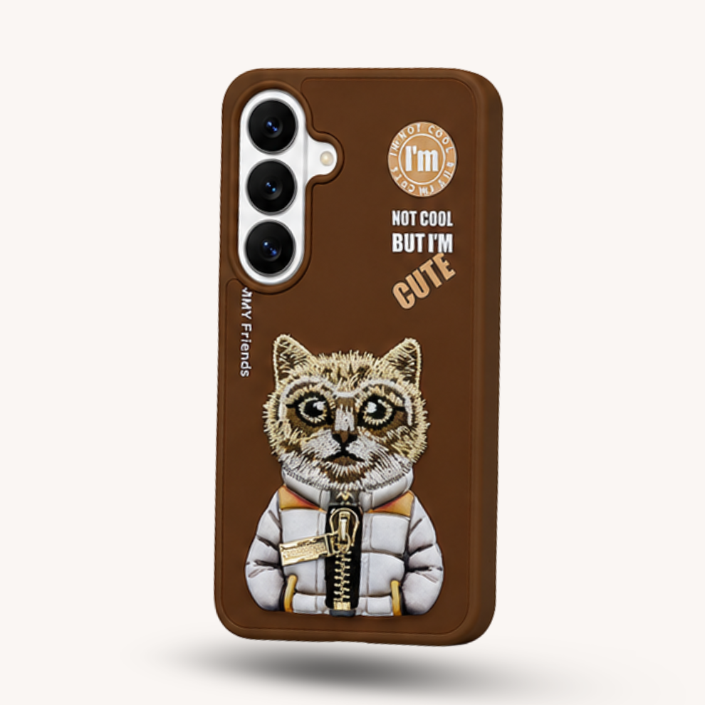 Samsung S26 3D Cat Case – Brown