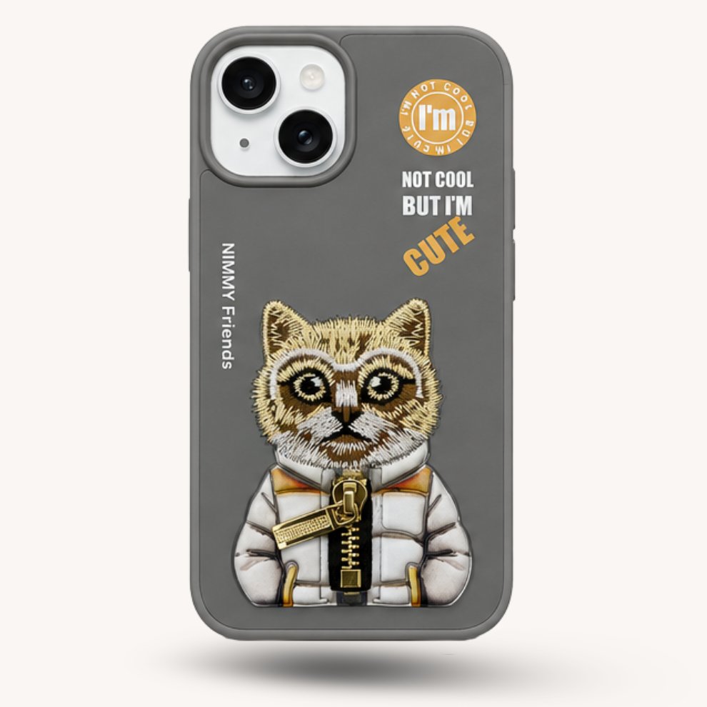 iPhone 14 3D Cat Case – Grey
