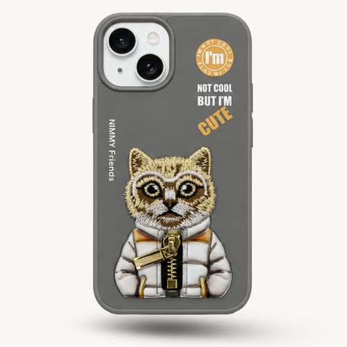 iPhone 14 3D Cat Case – Grey