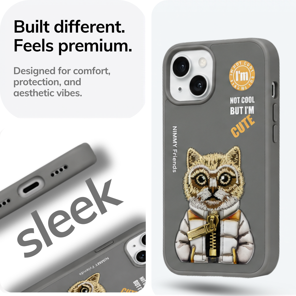 iPhone 14 3D Cat Case – Grey