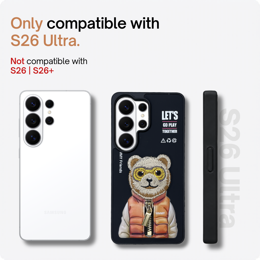 Samsung S26 Ultra 3D Bear Case – Black