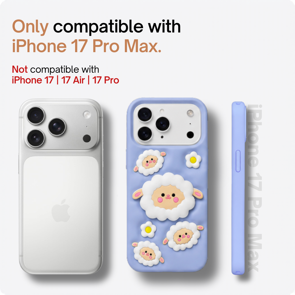 iPhone 17 Pro Max Sheep Soft Silicone Case – Blue