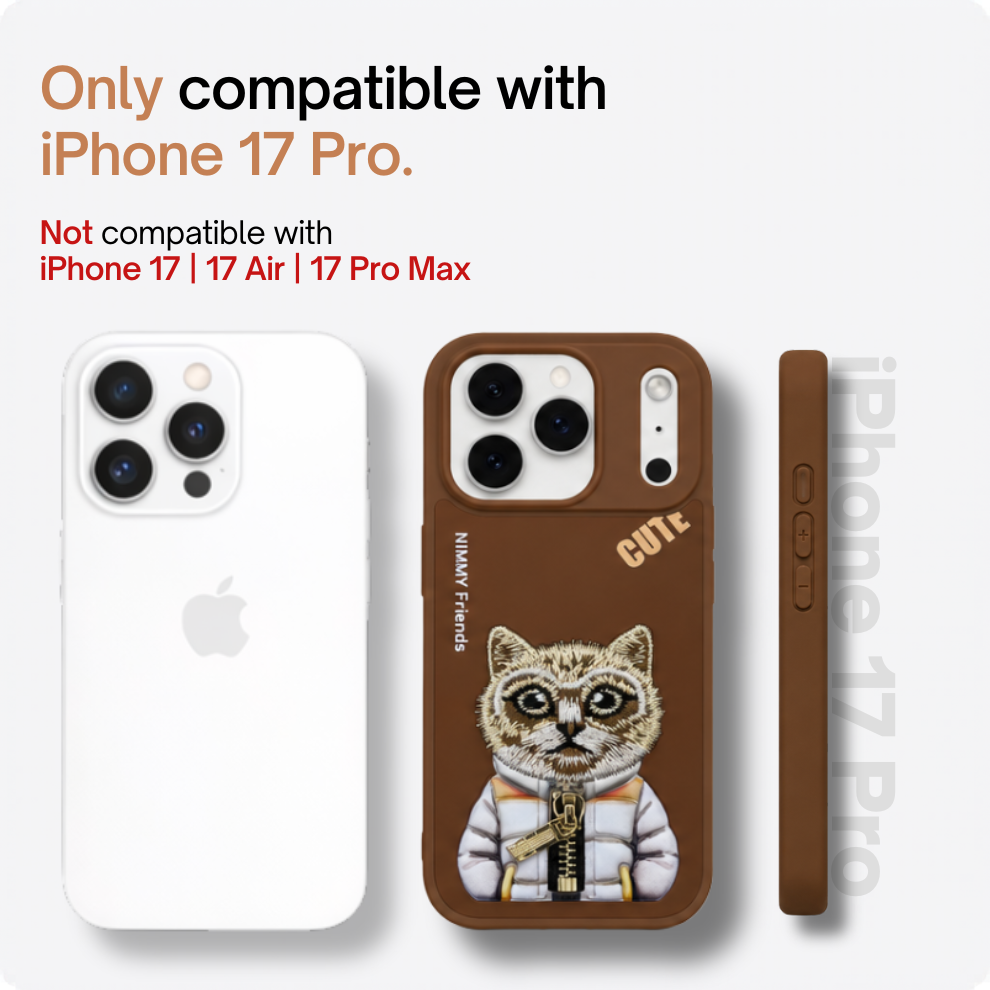 iPhone 17 Pro 3D Cat Case – Brown