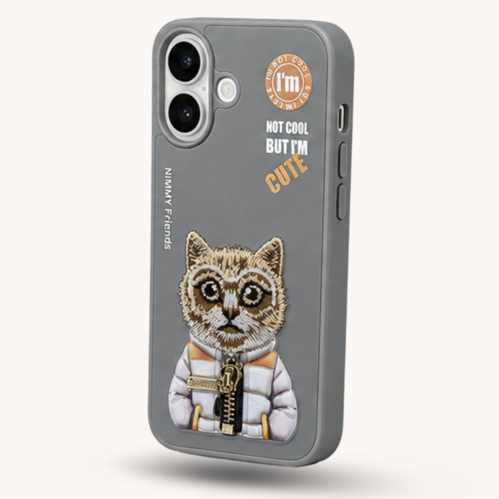 iPhone 17 3D Cat Case – Grey