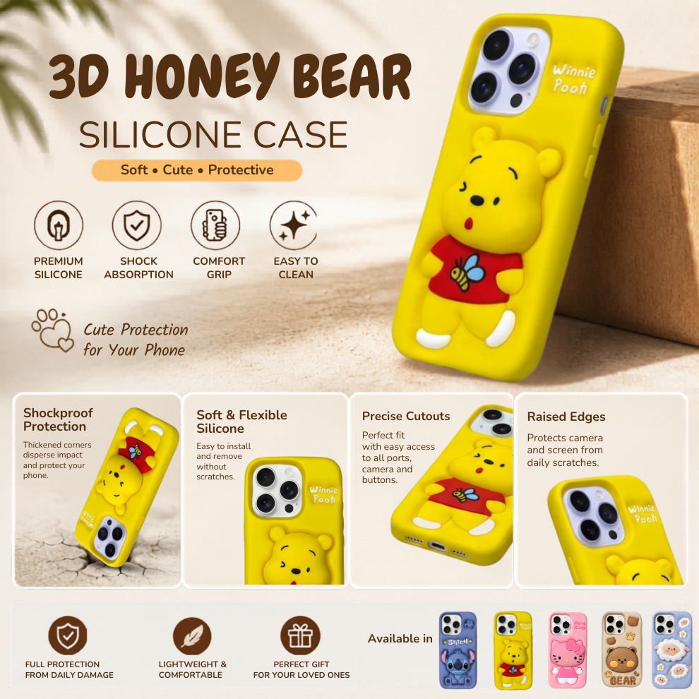 iPhone 14 Pro Max Honey Bear Soft Silicone Case – Yellow